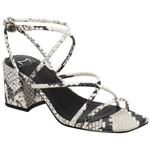 Marc Fisher leather strap sandals. Size 7.5, snake print, block heel, B width.
